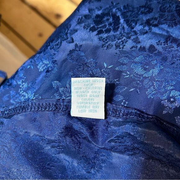 Vintage Blue Floral Embossed Slip Midi Dress Size 1X Fairy Witchy Whimsygoth - Picture 9 of 9